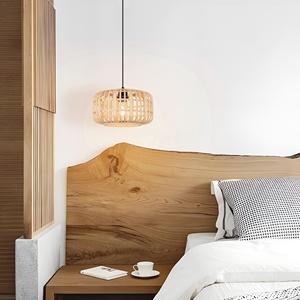 Lampada a Sospensione <span class=keywords><strong>in</strong></span> <span class=keywords><strong>Vimini</strong></span> di Bambù Intrecciato a Mano, Design Raffinato, per Arredamento Casa e Ristorante, Lampadario <span class=keywords><strong>in</strong></span> Rattan Naturale - Product Image 3
