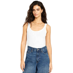 Débardeur blanc pour femme de qualité supérieure, coupe ajustée, en coton et élasthanne, pour tenue décontractée et fitness, fournisseur OEM de marques privées - Product Image 6
