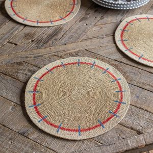 Round Natural Jute <b>Placemat</b> With Green Leaf Pattern Bless Our Nest Printed Home Decor <b>Table</b> Mat Classic Style Washable - Product Image 6