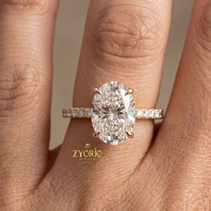 Oval Cut Diamond Engagement <b>Ring</b> in 925 Sterling <b>Silver</b> – Hidden Halo Pave Promise <b>Ring</b> for Women - Product Image 5
