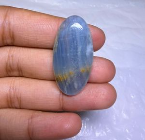 Cabujón de Calcita Azul Natural con Bandas, Gema Suelta al por Mayor, Calcita Azul Natural Hecha a Mano, Gema Suelta - Product Image 2
