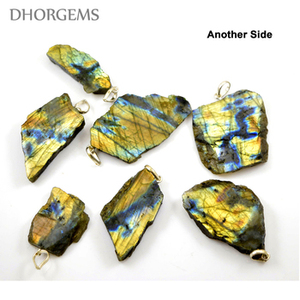 จี้หินลาบราดอไรต์สีเหลืองธรรมชาติขายดีที่สุด ขนาด 1-3 นิ้ว หินดิบสำหรับทำเครื่องประดับ - Product Image 5