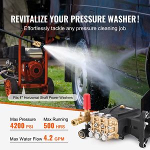 Kit de pompe à piston triplex horizontale 4200 PSI de remplacement pour nettoyeur haute pression avec 5 buses, arbre de 1 pouce, 4000 PSI - Product Image 2