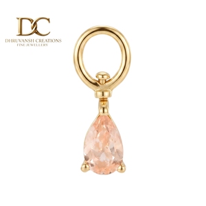 Latest Design 14KT <b>Solid</b> Yellow <b>Gold</b> Minimalist Charm <b>Pendant</b> With Lab Grown Morganite Prong Setting Unisex Fine Jewelry - Product Image 1