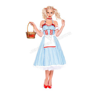 Robe Dirndl traditionnelle bavaroise en tissu de coton à carreaux, costume de demoiselle d'honneur allemande pour l'Oktoberfest, costume d'Halloween - Product Image 2