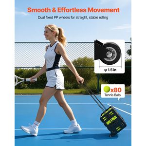 Contenitore per 80 Palline da Tennis con Ruote per Carrello da Pickleball, Facile da Raccogliere e Trasportare - Product Image 4