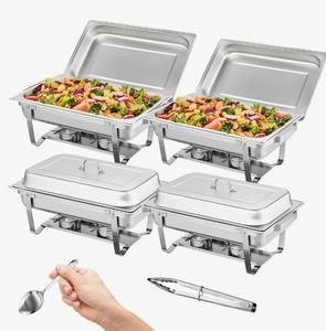 Ensemble de 4 réchauds rectangulaires en acier inoxydable pour buffet et maintien au chaud des aliments au meilleur prix - Product Image 1