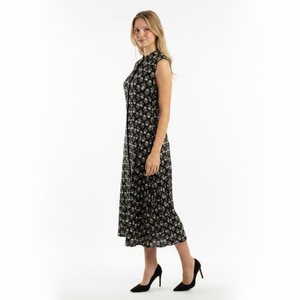 Robe midi florale sans manches, sans bretelles, sans col, tissée, décontractée, douce, à imprimé numérique naturel pour l'été, pour femme - Product Image 1