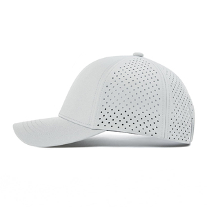 Casquette de baseball grise de performance en gros, avec ventilation découpée au laser, 6 panneaux, légère, séchage rapide, pour le sport, Gorras, logo personnalisé - Product Image 3