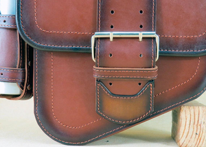 Alforja de cuero genuino para motocicleta, equipaje marrón para motocicleta, bolso basculante del lado izquierdo con portabotellas, resistente al agua - Product Image 2