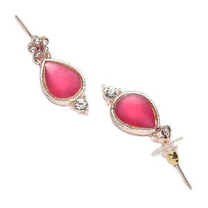 Ensemble collier et boucles d'oreilles en alliage de zinc plaqué or rose avec cristaux de strass, design floral, bijoux romantiques pour mariage pour femmes - Product Image 2