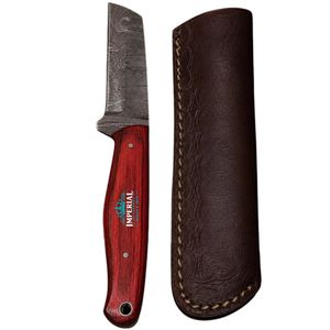 Couteau de chasse à lame fixe Damas, manche en cuir, forgé à la main en acier au carbone, OEM, pour découpe de viande, camping et extérieur - Product Image 1