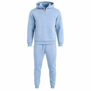Conjunto de Sudadera con Capucha y Pantalones de Chándal de Algodón Personalizado con Media Cremallera para Hombre, Venta al por Mayor, Estilo Athleisure, para Entrenamiento y Uso Casual - Product Image 1