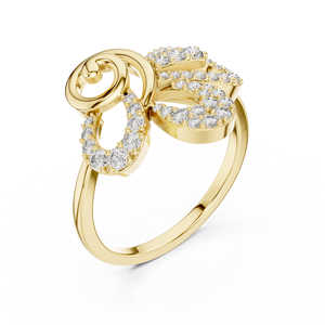 Luxury Diamond <b>Initial</b> Letter <b>Ring</b> in Yellow Gold | Personalized Alphabet Statement <b>Ring</b> for Women Anniversary Gift - Product Image 4