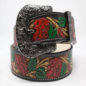 Calidad de exportación, suministro al por mayor, herramientas de cuero occidental para cinturón de cuero tallado a mano unisex floral en relieve - Product Image 5