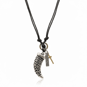 Fashion Pendant for Men & Boys-2-Inch Pure Stainless Steel Silver Pendant with Adjustable Leather Rope - Product Image 3