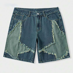 Shorts en jean déchirés pour hommes, coupe oversize ample, style streetwear Y2K, délavage vintage, coupe ample, jambe large, décontracté, effet soleil, unisexe - Product Image 4