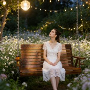 Sgabello a dondolo da esterno in carbonio per portico, cortile, giardino, decorazione da giardino - Product Image 1