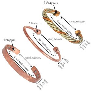 Meilleures ventes : Ensemble de 3 bracelets biothérapie en cuivre, gravés artisanallement Yin-Yang et trio de bracelets manchette multicolores - Product Image 1