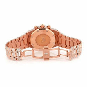 Reloj Cronógrafo de Lujo con Incrustaciones de Moissanita en Oro Rosa, para Hombre, Acero Inoxidable, Estilo Diamante, Hip Hop, Logotipo Personalizado, Cuarzo - Product Image 5