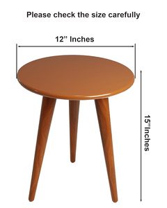 Table d'appoint ronde moderne en bois massif, table d'appoint trépied, table d'appoint en bois pour le salon, décoration intérieure - Product Image 3