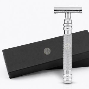 Cuchilla de Afeitar de Doble Hoja de Acero Inoxidable con Mango de Seguridad de Agarre Cómodo, Duradera, de Larga Duración, Acabado Resistente al Óxido, para Barbería - Product Image 3