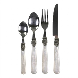 Antique Mother Of Pearl Handle Serving Set <b>Victorian</b> Engraved Silver Pickle Fork & Jam Spoon Utensils Collectible MOP Flatware - Product Image 5