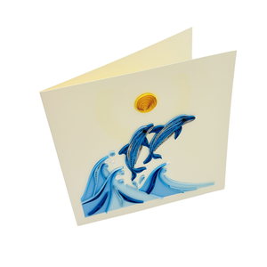 Tarjeta de felicitación 3D hecha a mano con temática de amor y delfines marinos, tarjeta de quilling con temática de peces, tarjeta de felicitación de Vietnam. - Product Image 3