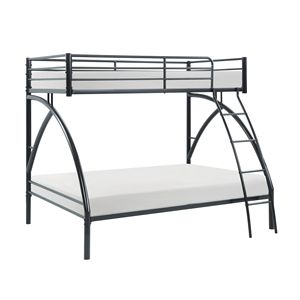 Cama litera doble/matrimonial con estructura de metal negro de fácil montaje para dormitorio juvenil, muebles para niños - Product Image 1