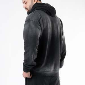 Sweat-shirt à capuche oversize en molleton pour homme, anti-plis, avec poche, en coton délavé effet soleil, décontracté, pour l'hiver - Product Image 1
