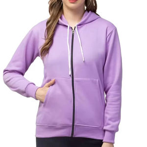 Sudadera con capucha OEM ODM en blanco, con cremallera, de algodón premium y forro polar, para deportes y uso casual. - Product Image 1