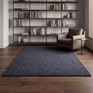Tapis en laine grise anthracite de qualité supérieure, tissé à la main texturé à poils moyens, tapis moderne pour salon, chambre et décoration intérieure - Product Image 2