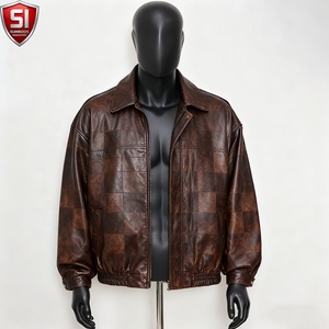 Chaqueta de Cuero Genuino de Cordero PU Roja de Invierno para Hombre, Estilo Motero Vintage, Reversible, con Lentejuelas y Patrón de Corazón, de Alta Calidad, Personalizada OEM - Product Image 5