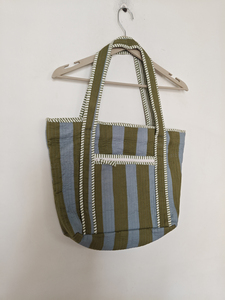 Sacs de maquillage en coton à rayures vertes imprimées en bloc, grande capacité, vert clair, lot de 3, matelassés, style indien moderne, pour pochettes à fermeture éclair - Product Image 5