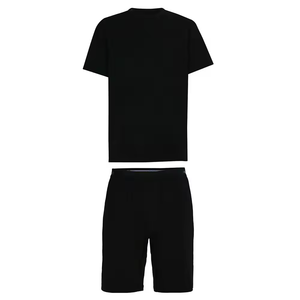 Ensemble t-shirt et short en coton pour homme, col rond, couleur unie, respirant, vêtements décontractés pour l'été - Product Image 1