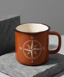 Navigation Theme Metal Camp Cup Custom Logo Printing Heavy Duty Iron Enamel <b>Mug</b> Featuring Compass Rose Artwork Unbreakable - Product Image 3
