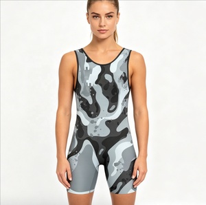 Combinaison de lutte pour femmes, motif camouflage sur le devant, une pièce, arts martiaux, spandex, polyester, équipement de compétition de grappling, séchage rapide - Product Image 1