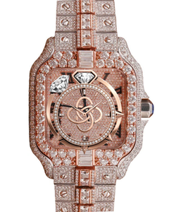 Reloj de Lujo de Alta Calidad con Diamantes de Imitación en Oro Rosa, Correa de 20 mm, Esfera Cuadrada, Piedras de Circonia Cúbica, Acero Inoxidable, Estilo Hip Hop, Cuarzo - Product Image 1