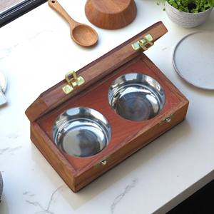 Boîte Masala en bois de manguier avec bol en acier Boîte de rangement d'épices de qualité supérieure faite à la main en bois de bonne qualité - Product Image 5