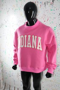 Indiana <b>Mock</b> <b>Neck</b> Pink color White color applique oversized 100% cotton heavy weight trendy Sweatshirt for women Finer Threads - Product Image 3