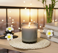 Bougie en verre à la cire de soja parfumée, faite à la main, style moderne minimaliste, 7x5cm, pot cylindrique transparent, écologique, décoration d'intérieur, cadeau pour les fêtes du Ramadan