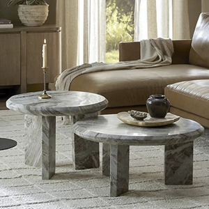 Luxurious Multi Cream <b>Marble</b> Finish Durable Heavy Thick <b>Round</b> Top Solid Bases Sawar <b>Marble</b> Living Room Home Sofa <b>Coffee</b> <b>Table</b> - Product Image 2