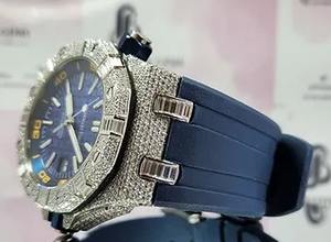 Reloj Cronógrafo de Lujo para Hombre con Esfera Redonda de Moissanita, Movimiento de Cuarzo con Diamantes, Estilo Ejecutivo, Cristal de Esfera, Joyería de Moda Hip Hop - Product Image 4