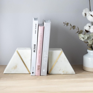 2025 best seller IE Classic design Marble <b>Book</b> Ends for Shelves <b>Decorative</b> Bookends for Heavy <b>Books</b> Unique Mid Century - Product Image 1