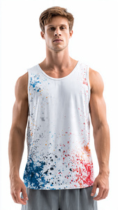 Men's Workout Fitness Wear Sublimation Singlet Tops Sleeveless Football Training Vest Men Quick Dry Sublimation Tank Tops - Product Image 2