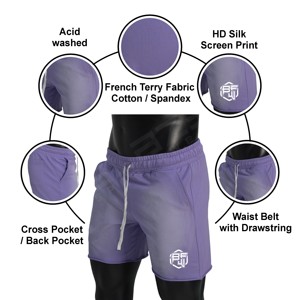 กางเกงขาสั้นออกกำลังกาย Blaze Fight Wear สำหรับผู้ชาย รุ่น High Street Gym ผ้าสแปนเด็กซ์/โพลีเอสเตอร์ กันน้ำ ลายเรียบ แห้งเร็ว พร้อมกระเป๋า - Product Image 4