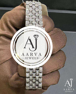 Montre mécanique en acier inoxydable avec incrustation de diamants, cadran de luxe à chiffres romains de 28 mm, bracelet argenté, maillons carrés de 20 mm, lumineux - Product Image 5