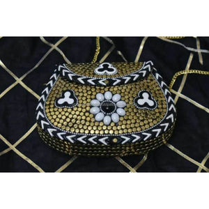 Multicolor Resin Mosaic Shoulder <b>Bag</b> with <b>Silver</b> Finish and Chain Strap Handmade Acrylic Designer <b>Clutch</b> - Product Image 4