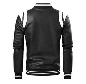 Custom Logo <b>Men's</b> Genuine <b>Leather</b> <b>Jacket</b> Stand Collar Zipper Closure Breathable Solid Color Casual Autumn Regular Fit Wool Lined - Product Image 2