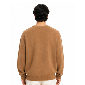 Men's V Neck Knitted Sweater Solid Color Long Sleeve Pullover Winter Wear 100% Cotton Breathable Standard <b>Thickness</b> - Product Image 4